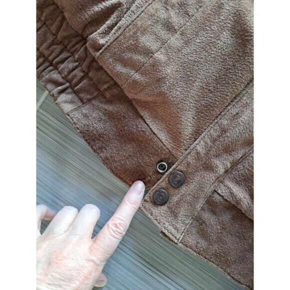 Vintage Levis Mens Bomber  Brown Suede Jacket Size 44 L Button Cuffs Zip Front - Picture 5 of 12